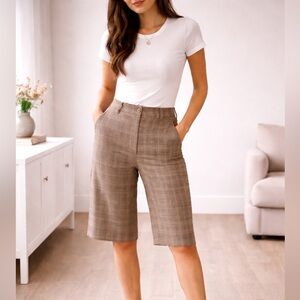 White Stag Brown Plaid Bermuda Shorts Size 12